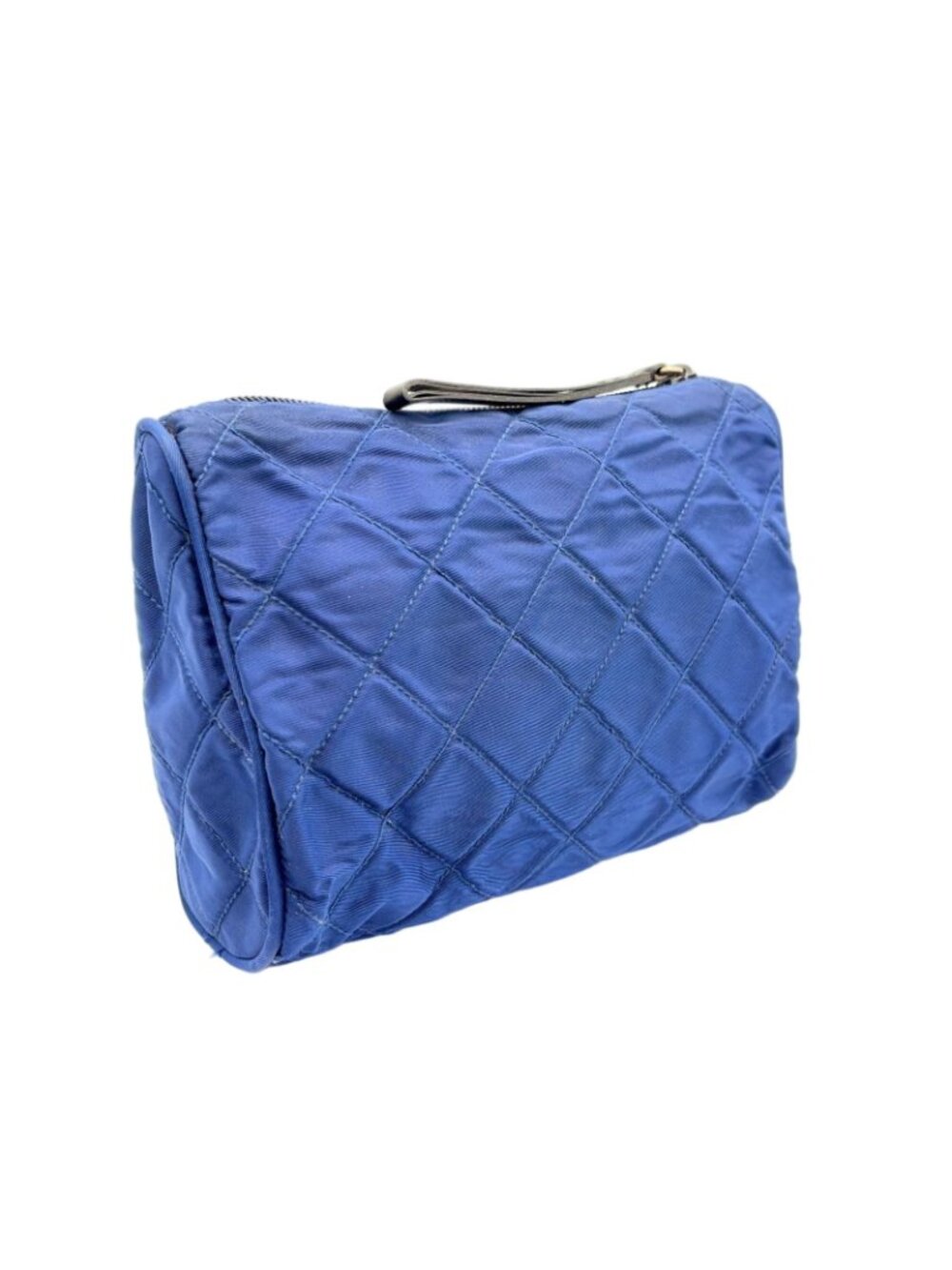 Prada Quilted Nylon Blue Pouch Silver - Picture 2 of 10